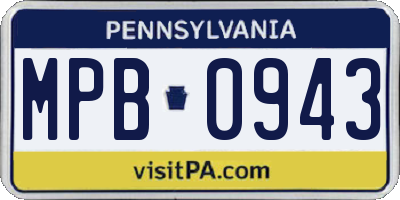 PA license plate MPB0943