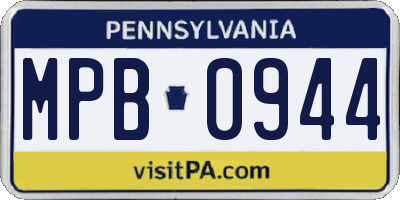 PA license plate MPB0944