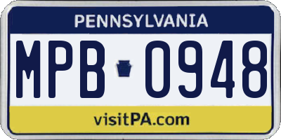 PA license plate MPB0948
