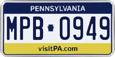 PA license plate MPB0949