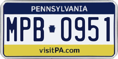 PA license plate MPB0951