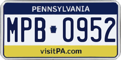 PA license plate MPB0952