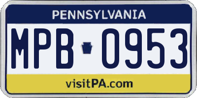 PA license plate MPB0953