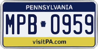 PA license plate MPB0959