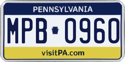 PA license plate MPB0960