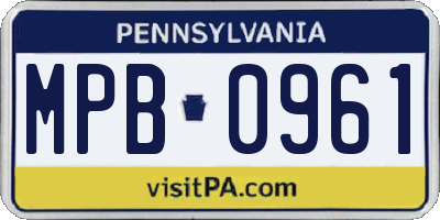 PA license plate MPB0961