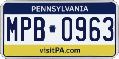 PA license plate MPB0963