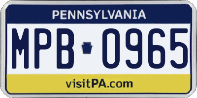 PA license plate MPB0965