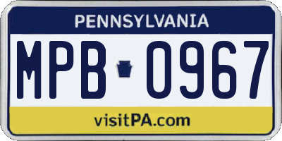 PA license plate MPB0967