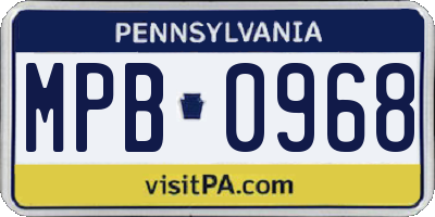 PA license plate MPB0968