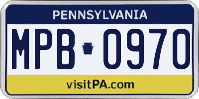 PA license plate MPB0970