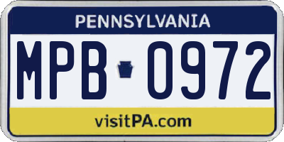 PA license plate MPB0972