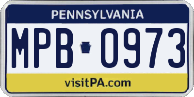 PA license plate MPB0973