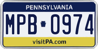 PA license plate MPB0974