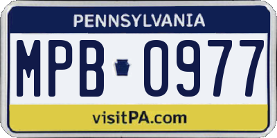 PA license plate MPB0977