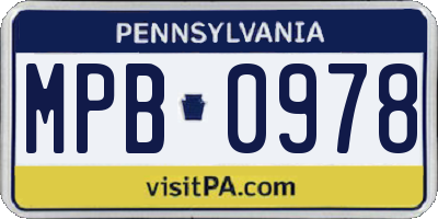 PA license plate MPB0978