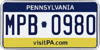 PA license plate MPB0980