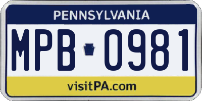 PA license plate MPB0981
