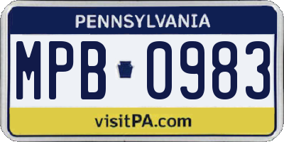 PA license plate MPB0983
