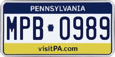 PA license plate MPB0989