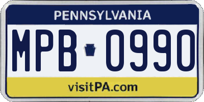 PA license plate MPB0990