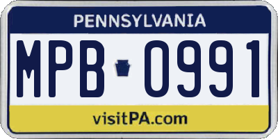 PA license plate MPB0991