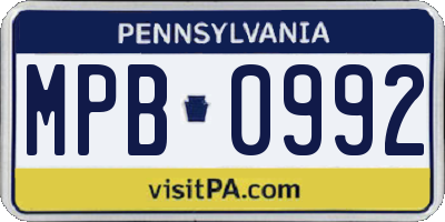PA license plate MPB0992