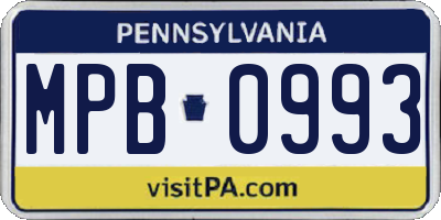 PA license plate MPB0993