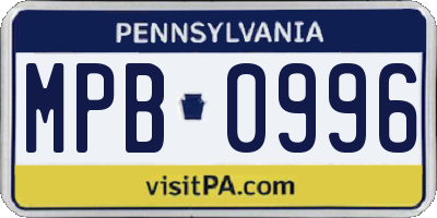 PA license plate MPB0996