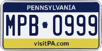 PA license plate MPB0999