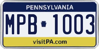 PA license plate MPB1003