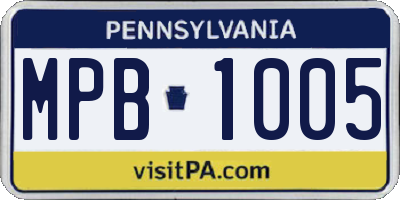 PA license plate MPB1005