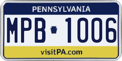 PA license plate MPB1006