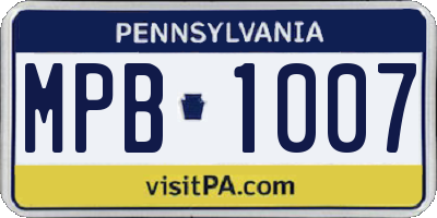 PA license plate MPB1007