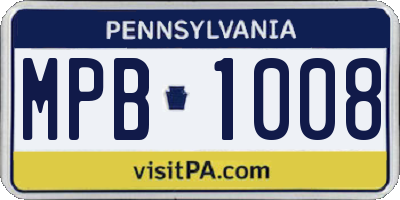 PA license plate MPB1008