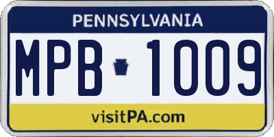 PA license plate MPB1009