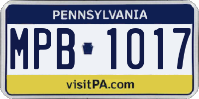 PA license plate MPB1017