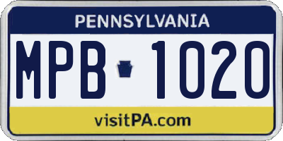 PA license plate MPB1020