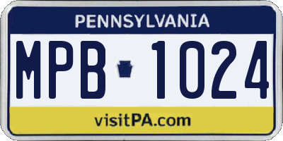 PA license plate MPB1024