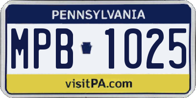 PA license plate MPB1025