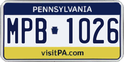 PA license plate MPB1026