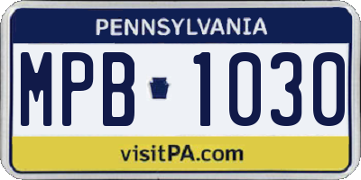 PA license plate MPB1030