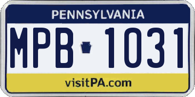 PA license plate MPB1031