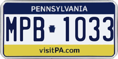 PA license plate MPB1033