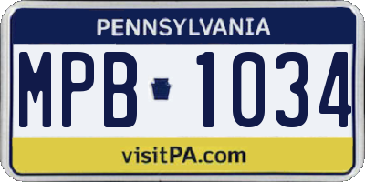 PA license plate MPB1034