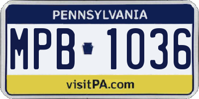 PA license plate MPB1036