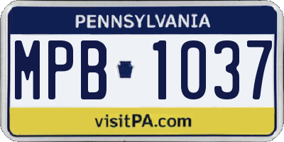 PA license plate MPB1037