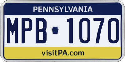 PA license plate MPB1070