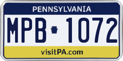 PA license plate MPB1072