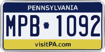 PA license plate MPB1092
